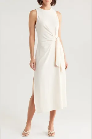 MANGO Tie Front Sleeveless Knit Dress in at Nordstrom, Size 6