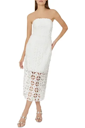 Milly Kait Strapless Tile Lace Midi Dress in at Nordstrom, Size 2