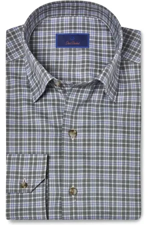 David Donahue Check Twill Hidden Button-Down Shirt in at Nordstrom, Size Xx-Large
