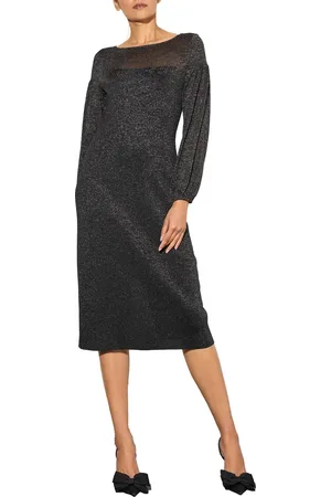Ming Wang Heritage Fit Metallic Long Sleeve Sheath Dress in at Nordstrom, Size X-Small