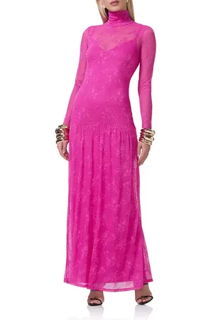 AFRM Billie Long Sleeve Sheer Lace Maxi Dress in at Nordstrom, Size X-Small