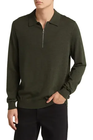 NN.07 Quarter Zip Wool Polo Sweater in at Nordstrom, Size Medium