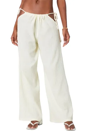 Edikted Leoni Cutout Cotton Gauze Pants in at Nordstrom, Size Medium