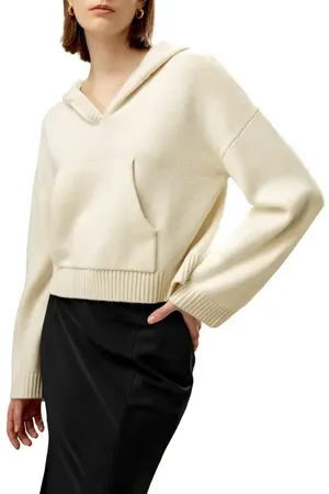 Lilysilk Cropped Wool-Cashmere Blend Hoodie for Women in at Nordstrom, Size Medium