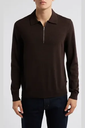 NN.07 Quarter Zip Wool Polo Sweater in at Nordstrom, Size Small