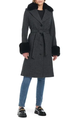 Kate Spade Walker belted coat with removable faux fur collar and cuffs in at Nordstrom, Size X-Large