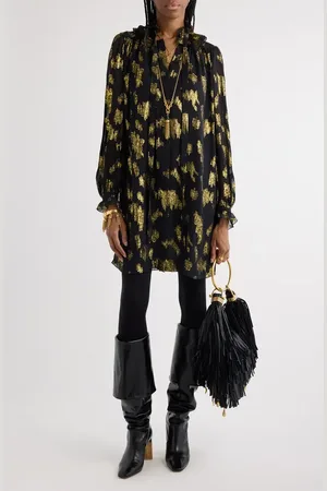 Chloé Floral Fil Coup?? Long Sleeve Minidress in at Nordstrom, Size 4 Us