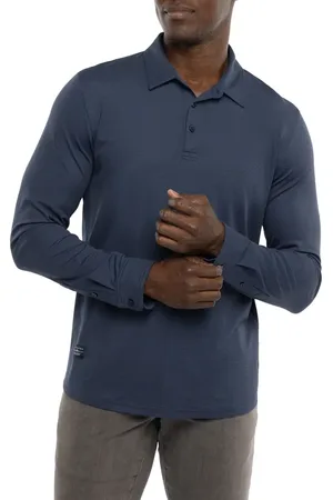 Travis Mathew State Room Textured Long Sleeve Polo in at Nordstrom, Size Xxx-Large