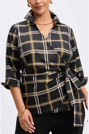 Foxcroft Salina Plaid Wrap Shirt in at Nordstrom, Size 2X