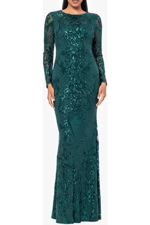 Betsy & Adam Sequin Long Sleeve Mermaid Gown in at Nordstrom, Size 12P