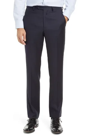 Santorelli Roma Flat Front Loro Piana Wool Serge Dress Pants in at Nordstrom, Size 32