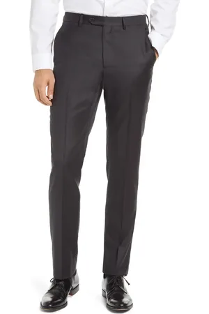 Santorelli Roma Flat Front Loro Piana Wool Serge Dress Pants in at Nordstrom, Size 32
