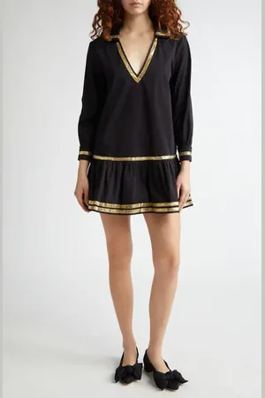 BODE Tinsel Tape Cotton Minidress in at Nordstrom, Size X-Small