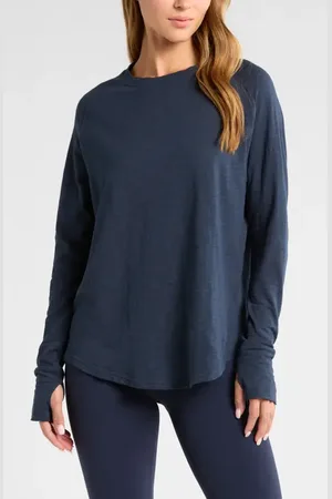 Zella Relaxed Washed 2.0 Long Sleeve Slub Tee in at Nordstrom, Size X-Small