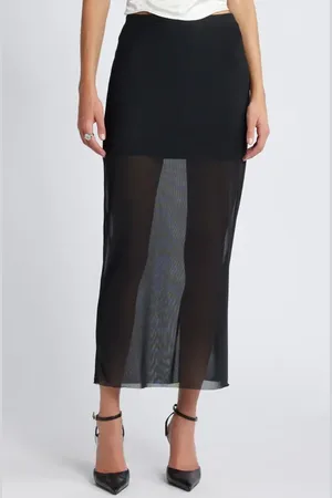 Open Edit Sheer Mesh Midi Skirt in at Nordstrom, Size Small
