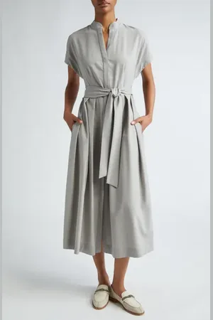 ELEVENTY Cap Sleeve Stretch Wool Midi Shirtdress in at Nordstrom, Size 6 Us