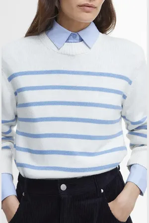 Barbour Emery Stripe Crop Cotton & Cashmere Sweater in at Nordstrom, Size 4 Us