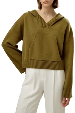 Lilysilk Cropped Wool-Cashmere Blend Hoodie for Women in at Nordstrom, Size Medium