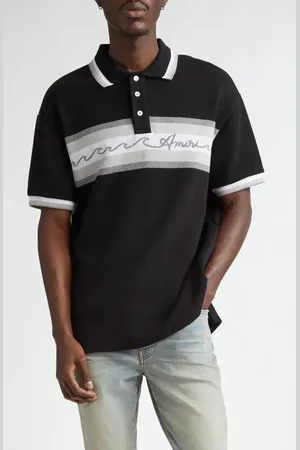 AMIRI Wave Baja Stripe Piqu?? Knit Polo in at Nordstrom, Size Small