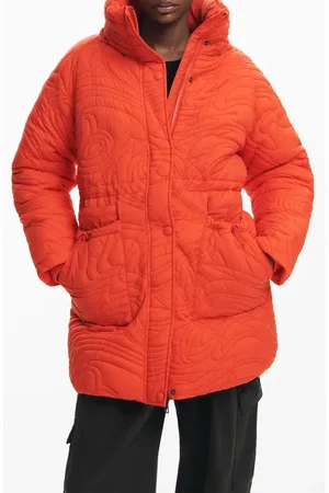 Desigual Aarhus Embroidered Quilted Coat with Removable Hood in at Nordstrom, Size X-Small