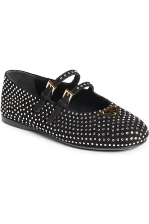 Prada Ballerine Crystal Mary Jane Flat in at Nordstrom, Size 7.5Us