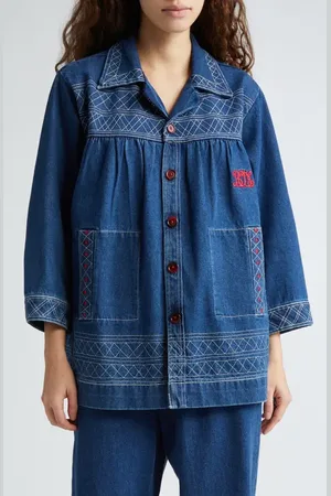 BODE Quincy Embroidered Denim Jacket in at Nordstrom, Size Small