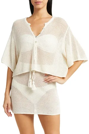 L*Space Coast Is Clear Open Stitch Cotton Crop Cardigan in at Nordstrom, Size Medium