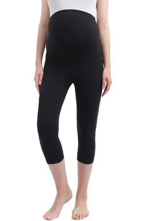 Kimi and Kai Mai Belly & Back Support Pocket Crop Maternity Tights in at Nordstrom, Size Small