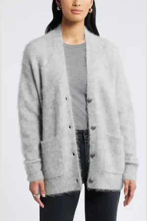 Nordstrom Fuzzy Textured Alpaca Blend Cardigan in at , Size Small