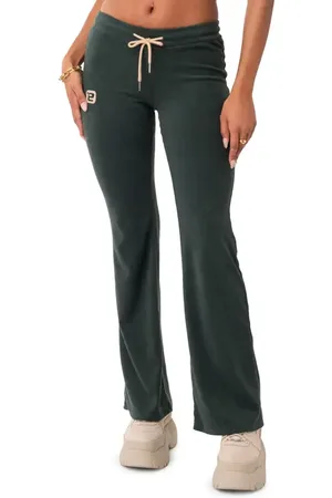 Edikted Terry Low Rise Flare Leg Pants in at Nordstrom, Size X-Small