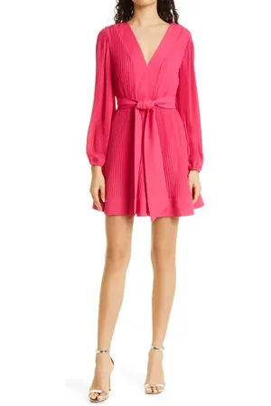 Milly Liv Pleated Long Sleeve Dress in Pink at Nordstrom, Size 0