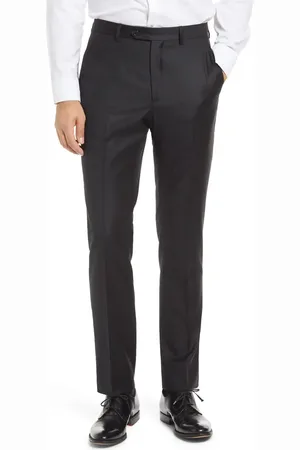 Santorelli Roma Flat Front Loro Piana Wool Serge Dress Pants in at Nordstrom, Size 46