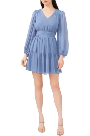 Chaussmoi Balloon Long Sleeve Tiered Dress in at Nordstrom, Size Small