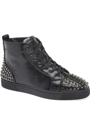 Christian Louboutin Lou Spikes 2 Flat Snakeskin Embossed High Top Sneaker in at Nordstrom, Size 8Us