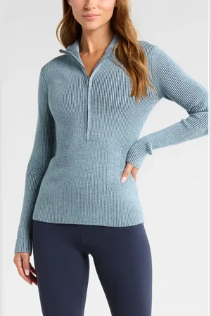 Zella Apr??s Ski Half Zip Rib Sweater in at Nordstrom, Size Xx-Large