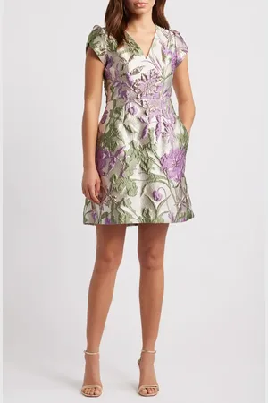 Vince Camuto Metallic Floral Jacquard A-Line Dress in at Nordstrom, Size 10
