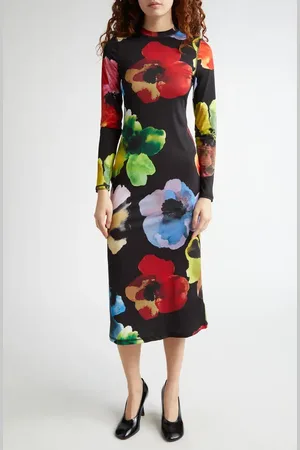 STINE GOYA Print Long Sleeve Body-Con Stretch Jersey Midi Dress in at Nordstrom, Size X-Small
