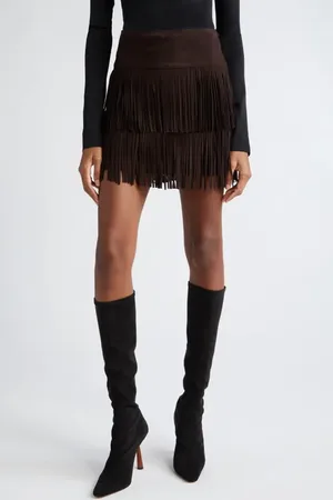 Michael Kors Leather Fringe Miniskirt in at Nordstrom, Size 6
