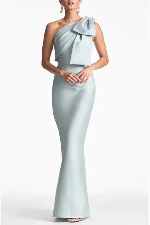 Sachin & Babi Bonnie Bow Detail One-Shoulder Stretch Mikado Sheath Gown in at Nordstrom, Size 4