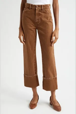 VERONICA BEARD Dylan Cuffed Herringbone High Waist Relaxed Straight Leg Pants in at Nordstrom, Size 26