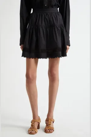 ULLA JOHNSON Ayla Tiered Cotton Skirt in at Nordstrom, Size 10