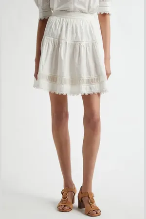 ULLA JOHNSON Ayla Tiered Cotton Skirt in at Nordstrom, Size 6