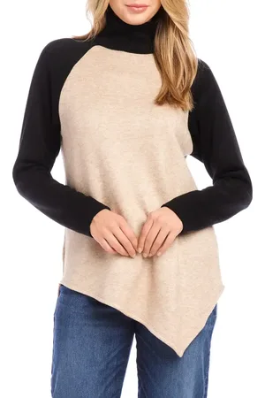 Karen Kane Asymmetric Colorblock Turtleneck Sweater in at Nordstrom, Size Medium P