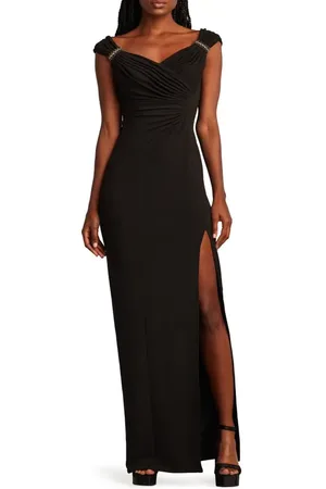 Tadashi Shoji Embellished Shoulder Ruched Body-Con Gown in at Nordstrom, Size 14