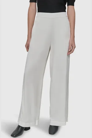 DKNY Logo Side Stripe Slub Satin Pants in at Nordstrom, Size X-Small