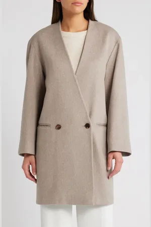 Fleurette Clay Collarless Wool Coat in at Nordstrom, Size 10