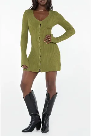 Princess Polly Waldin Rib Long Sleeve Sweater Minidress in at Nordstrom, Size 4