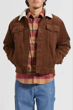 Brixton High-Pile Fleece Lined Corduroy Trucker Jacket in at Nordstrom, Size Large