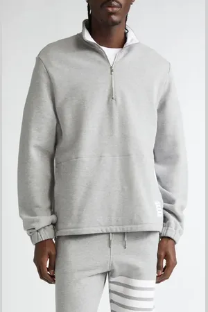 Thom Browne 4-Bar Stripe Funnel Neck Half Zip Sweatshirt in at Nordstrom, Size 2