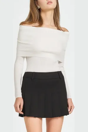 WAYF Sonia Off the Shoulder Rib Sweater in at Nordstrom, Size X-Small
